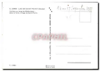 Lago de Saint-Point — Embarcações à distância de Malbuisson — Ed. J. Cellard, T. 1705 — Verso