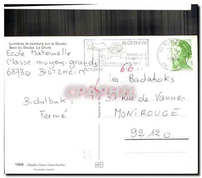 Vallei van de Doubs — Saut du Doubs. De Vallei — Uitgave Derias Baulme, n°12608 — Achterkant
