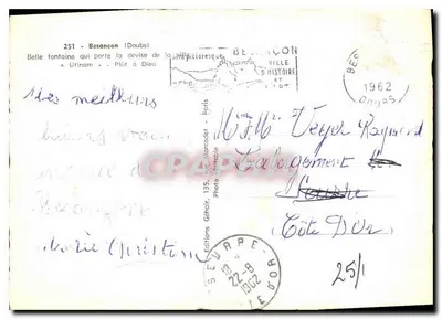 Fonte de Utinam — Besançon (Doubs) — Edições Galkoir — Verso