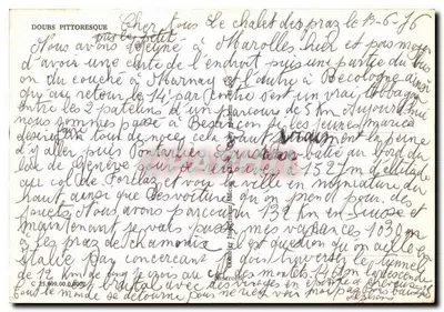 PONTARLIER — Carta turística com fotos de locais e mapa rodoviário — Editor: P. Lévy — Verso
