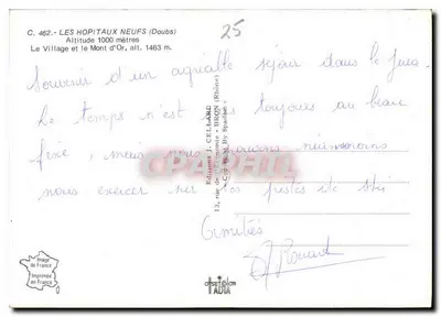 Les Hôpitaux-Neufs — Wioska i Mont d'Or — Wydawnictwo J. Cellard — Rewers