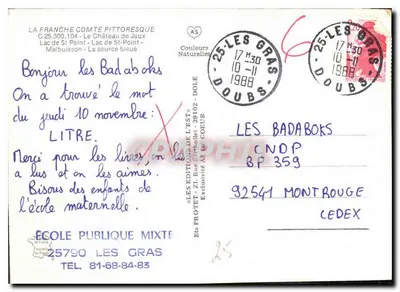 Pamiątka z Haut-Doubs — krajobrazy i zamek — Wydawnictwo de l'Est — Rewers