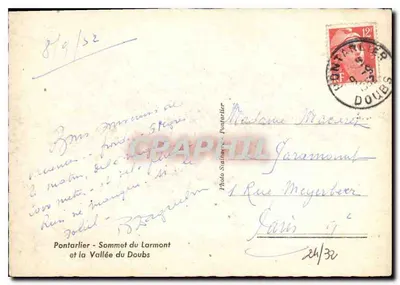Pontarlier - Cumbre del Larmont y la Valle del Doubs — Photo Stairaire — n° no visible — Reverso