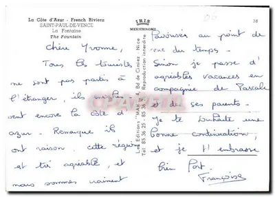 La Fontaine - Saint-Paul-de-Vence — A Costa Azul — Edições 'IRIS' Mexichrome — Verso