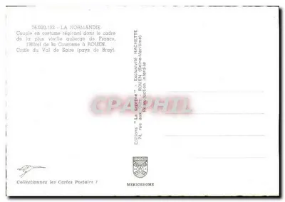 Para w strojach regionalnych — w ramach najstarszego hotelu Francji, Hotel de la Couronne w Rouen (pays de Bray) — Wydawnictwo Diplomate — Rewers
