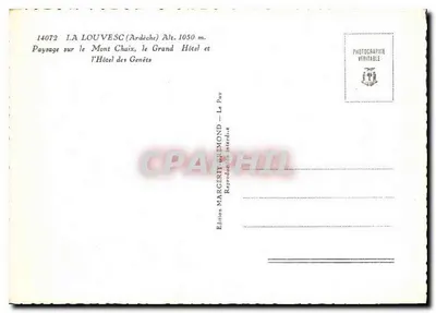 La Louvesc (Ardèche) — Pejzaż na Mont Chaix, Grand Hôtel i Hôtel des Genêts — Wydawnictwo Margerit-Bremond — Rewers