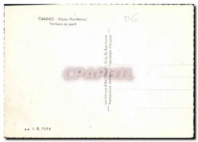 Cannes (Alpes-Maritimes) — Voiliers na przystani — Wydawnictwo Sztuki 'YMON' Paryż — Rewers