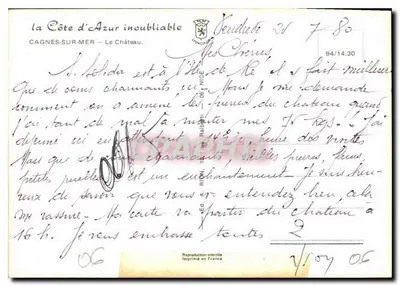 Cagnes-sur-Mer — Il Castello — Editore Rion — Verso
