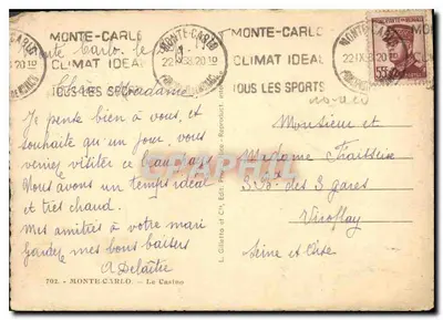 Monte-Carlo — Das Casino — L. Gilletta et Cie, Verleger — Rückseite