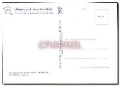 Eze-Village — Pałac Princesa Szwecji — Wyd. A. Rion, Nice — Rewers