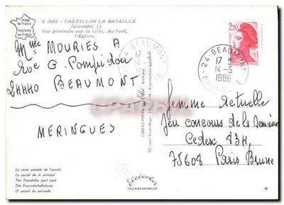 Mérignac — Vista generale della città, in fondo la chiesa — Stampa in Francia N°2665 — Verso