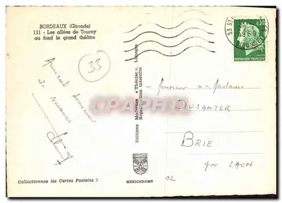 Bordeaux — Allee Tourny w tle wielki teatr — wydawca Méxichrome, n°111 — Rewers
