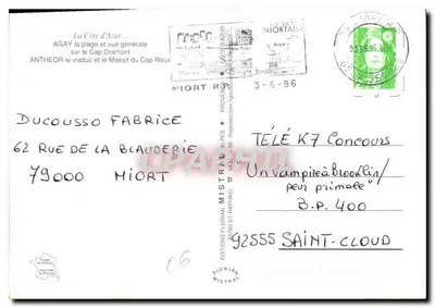 Agay - Antheor — estação à beira do Estérel, dominada pelo Cabo Roxo e as Rochas Roxas — Edições Florian Mistral — Verso