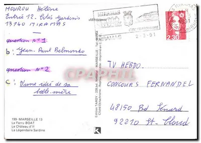 Marseille — widok panoramiczny z ferry César i zamekiem If — wydawnictwo Tardy — Rewers