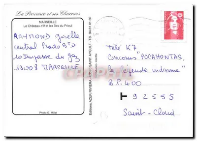 Marsylija — widok z lotu ptaka z wyspami Frioul — Wydawnictwo AZUR Riviera — Rewers
