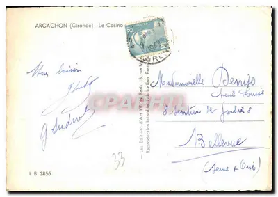 Arcachon (Gironde) - Kasyno — Wydawca: Wydawnictwo Sztuki Yvon, nr I B 2856 — Rewers