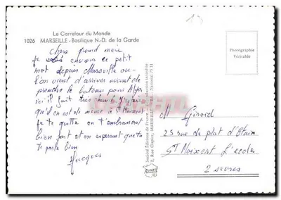 Marselha - Basílica Nossa Senhora da Guarda — Le Carrefour du Monde, n°1026 — Verso