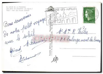 Wioska prowansalska — widok uliczek i kamienic — Éditions de France, seria 'Les Alpilles' — Rewers