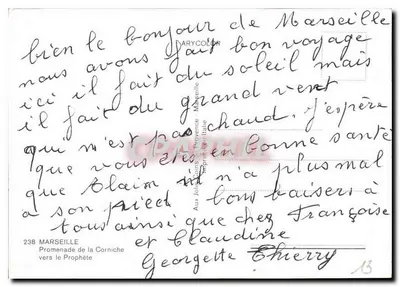 Promenada na Corniche — Marsylia — wydawca Jollycolor, nr 238 — Rewers