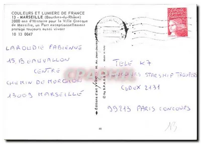 Marseille — Port z jachtami — Wydawnictwo artystyczne Yvon nr 66 — Rewers