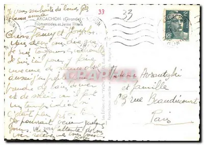Arcachon — Promenada i nabrzeże — Wydawnictwo 'VYCON' n°33 — Rewers