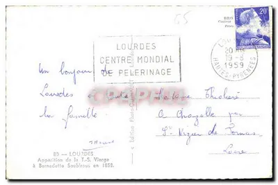 Objawienie Najświętszej Maryi Panny dla Bernadette Soubirous — Lourdes — Wydawnictwo Lourdes — Rewers