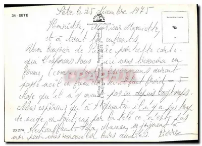 Férias em Sète — vista da praia, do porto, do farol e da cidade — Edições Gouleure Naturelles — Verso