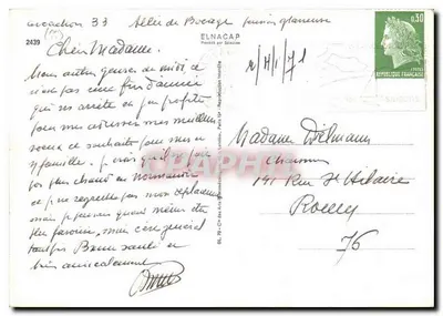 Bassin d'Arcachon — Widok panoramiczny z plażą, regatami, dune Pyla, kasynem i krajobrazami wybrzeża — Wydawca Elnacap, nr 2439 — Rewers