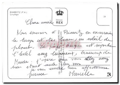 Biarritz — widok plaży i hoteli — Wydawnictwo REX nr 24 — Rewers