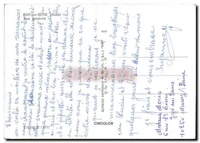 Bar-sur-Seine (Aube) — Vista geral — Impressor MONT (71, S.&L.) — Verso