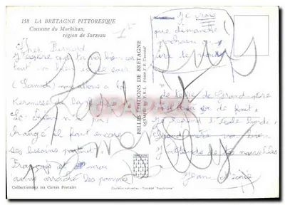 Traje do Morbihan — região de Sarzeau — Éditions de Bretagne — Verso