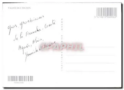 Vale do Ognon — Carta postal turística com itinerário e fotos de locais — Éditions Gambier, Macon — Verso