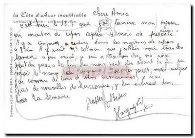 La Côte d'Azur inoubliable — Carqueiranne — Les Beaux-Rocques — Éditions Azur Fréjus, n° 83320/7-X — Verso