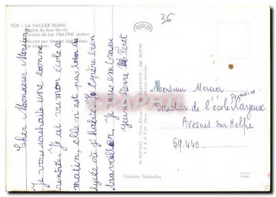 A Valle Noire — região do Bas-Berry — editor M. ROUSSSEL, n° 36 — Verso