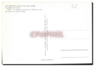 Valençay — Fronton głównego zamku z wieżą z XVII wieku — Éditions Valoire — Rewers