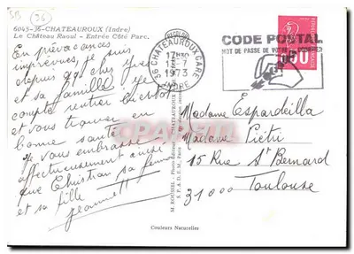 Zamek Raoul — Wejście z Strony Parku — M. ROUSSEL - Fotograficzny wydawca, S.P.A. D.E.M. - 36-CHATEAUROUX (Indre) — Rewers