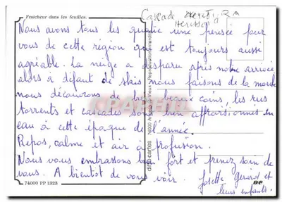Cachoeira de Skerityra — Herisson — diffocartes 74000 PP 1323 — Verso