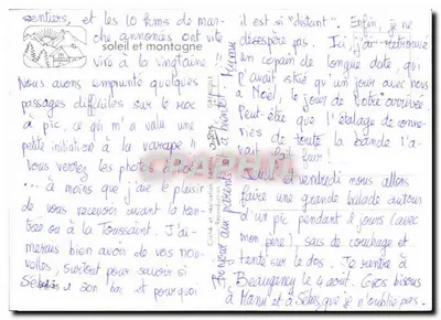 Alpejska góra — widok zasnieżonych gór i kamiennej chaty — wydawca Grindel — Rewers