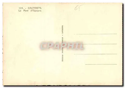 Cauterets — Most Hiszpański — Wydawnictwo Fotograficzne Quénault - Lourdes — Rewers