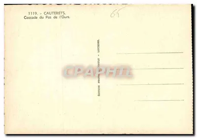 Wodospad Pas de l'Ours — Cauterets — Wydawnictwo Photo Ournault - Lourdes — Rewers