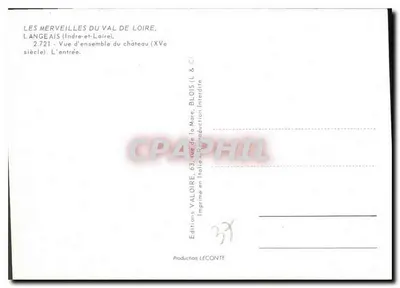 Castillo de Langeais — Vista general (siglo XV) — Ediciones Valoire — Reverso