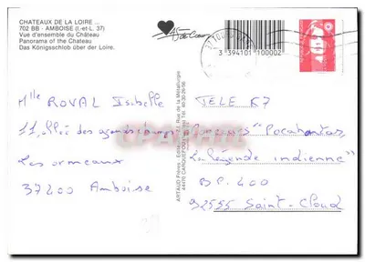 Amboise — Pałac królewski i miasto — wydawca ARTAUD Frères, nr 257 — Rewers