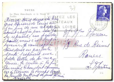 Tours — Place Jean-Jaurès i Pałac Sądowy — Wydawca Étel — Rewers