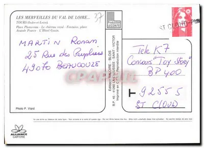Tours — Souvenir de Tours — Wydawnictwo Alliance Carterie — Rewers
