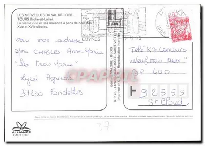 O Velho Tours — A Touraine — Edições Valoire, n°45 — Verso