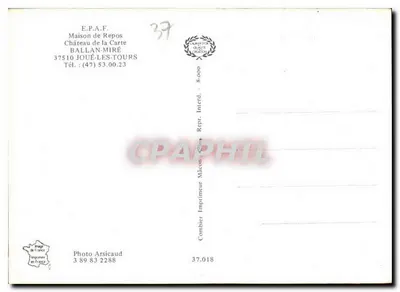 Jedzenie w zamku karty — Ballan-Miré — E.P.A.F. Dom odpoczynku — Rewers