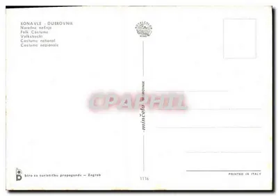 Kobieta w stroju folklorystycznym z Konavle — Dubrownik — wydawca Royalcolor, nr 1116 — Rewers