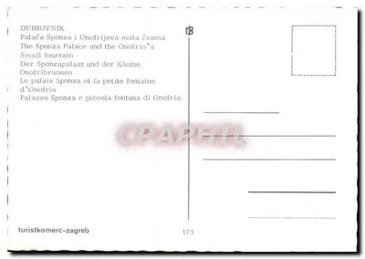 Dubrownik — Pałac Sponza i mała fontanna Onofrio — turistkomerc-zagreb, nr 173 — Rewers