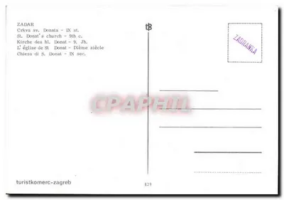 Zadar - Igreja de São Donato - Século IX — editor turistkomerc-zagreb, n° 829 — Verso