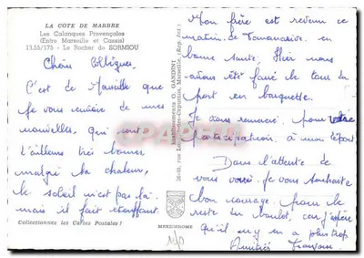 O Rocher de Sormiou — As Calanques Provençais — Editor Mexichrome, n° 13.55/175 — Verso